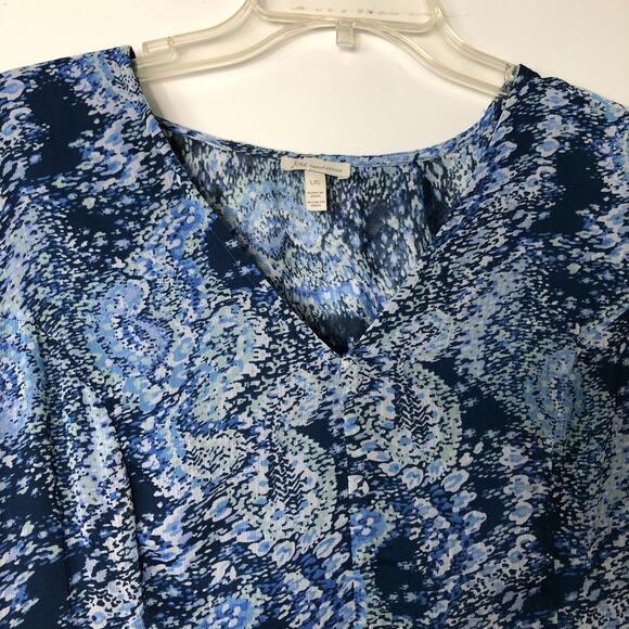 Joie NWT Wms Large Parisian Paisley Blue Printed Midi Dress Tiered Flowy - Picture 6 of 13